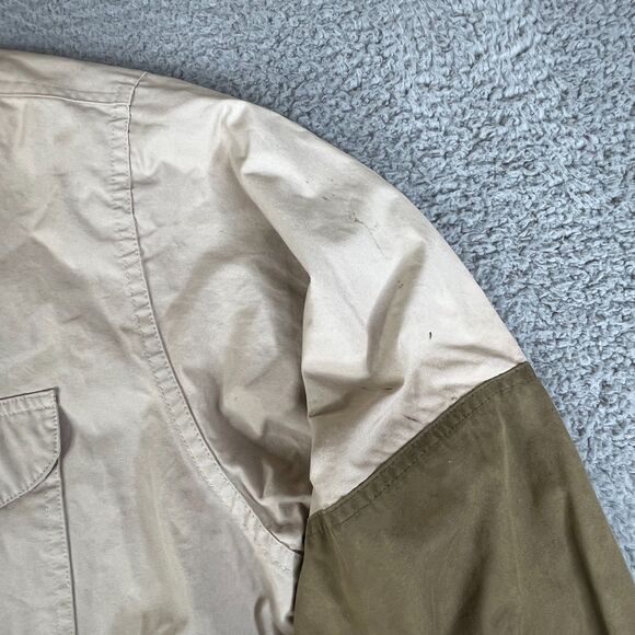 Filson Shooting Shirt Men XL Tan Khaki Canvas Hunting Elbow Patch Button Padded - Picture 5 of 15